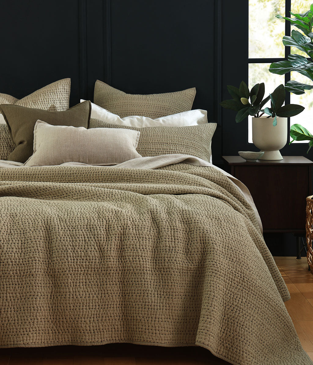 Coverlets Neutral Loom Coverlet Set Sage | M.M Linen