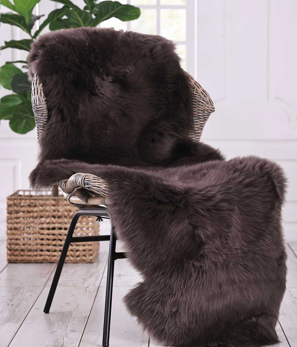 NZ Wool sheepskin Rug Chocolate