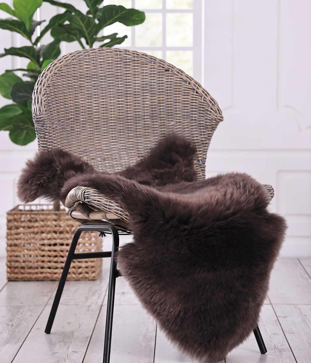 NZ Wool sheepskin Rug Chocolate