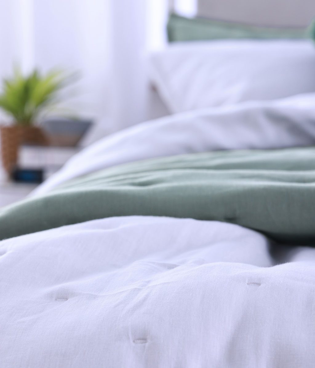 Laundered Linen Bedspread Set White