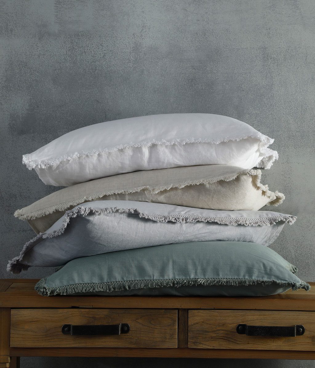 Laundered Linen Tassel Pillowcover Set - Seagrass