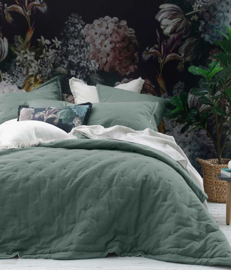 Laundered Linen Quilted Euro Set Seagrass