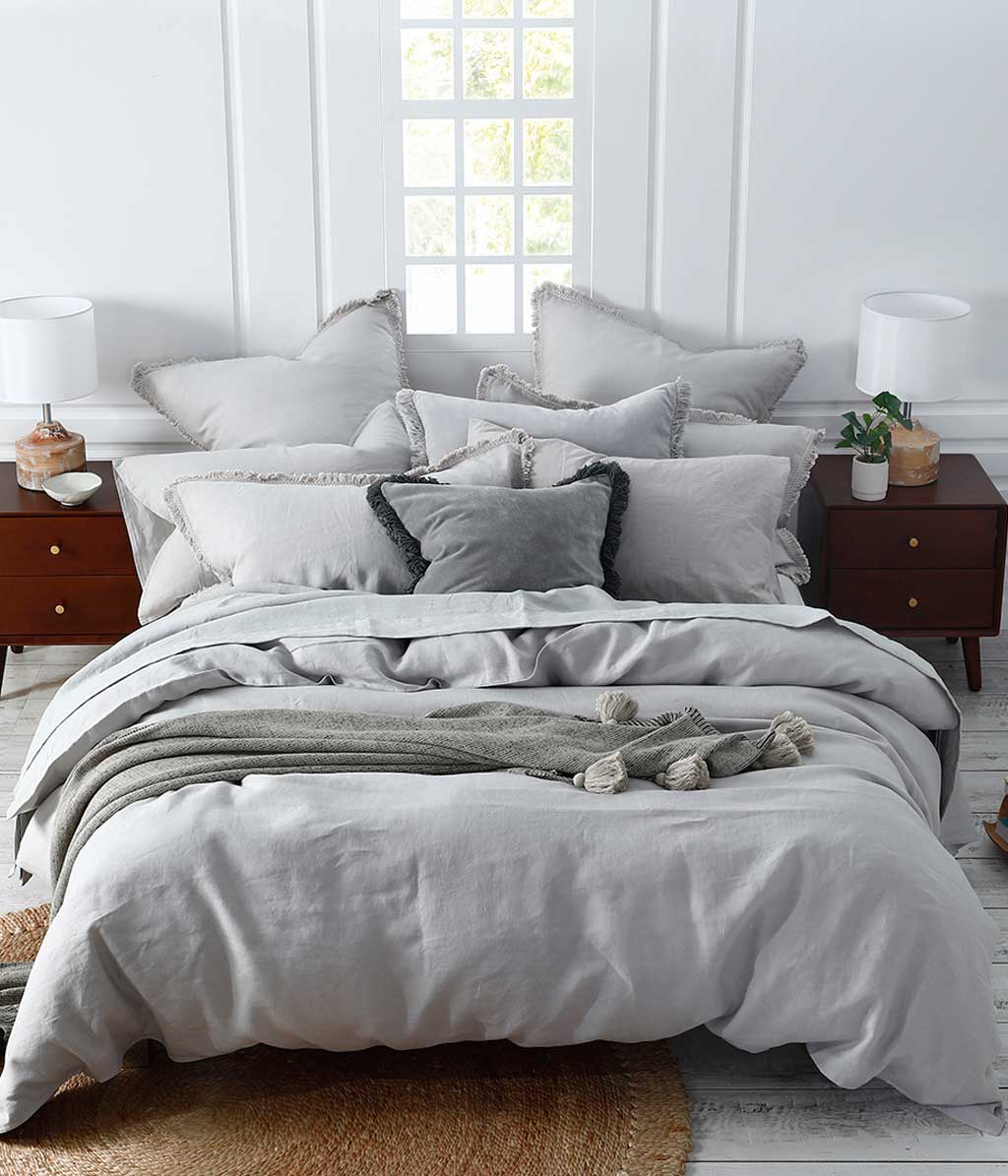 Laundered Linen Sheet Set Pewter