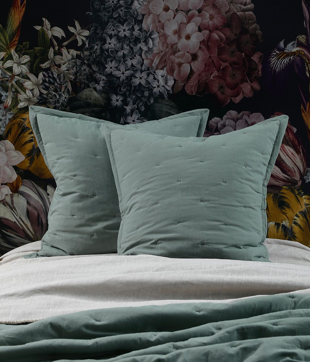 Laundered Linen Quilted Euro Set Seagrass