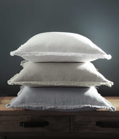 Laundered Linen Tassel Pillowcover Set Pewter