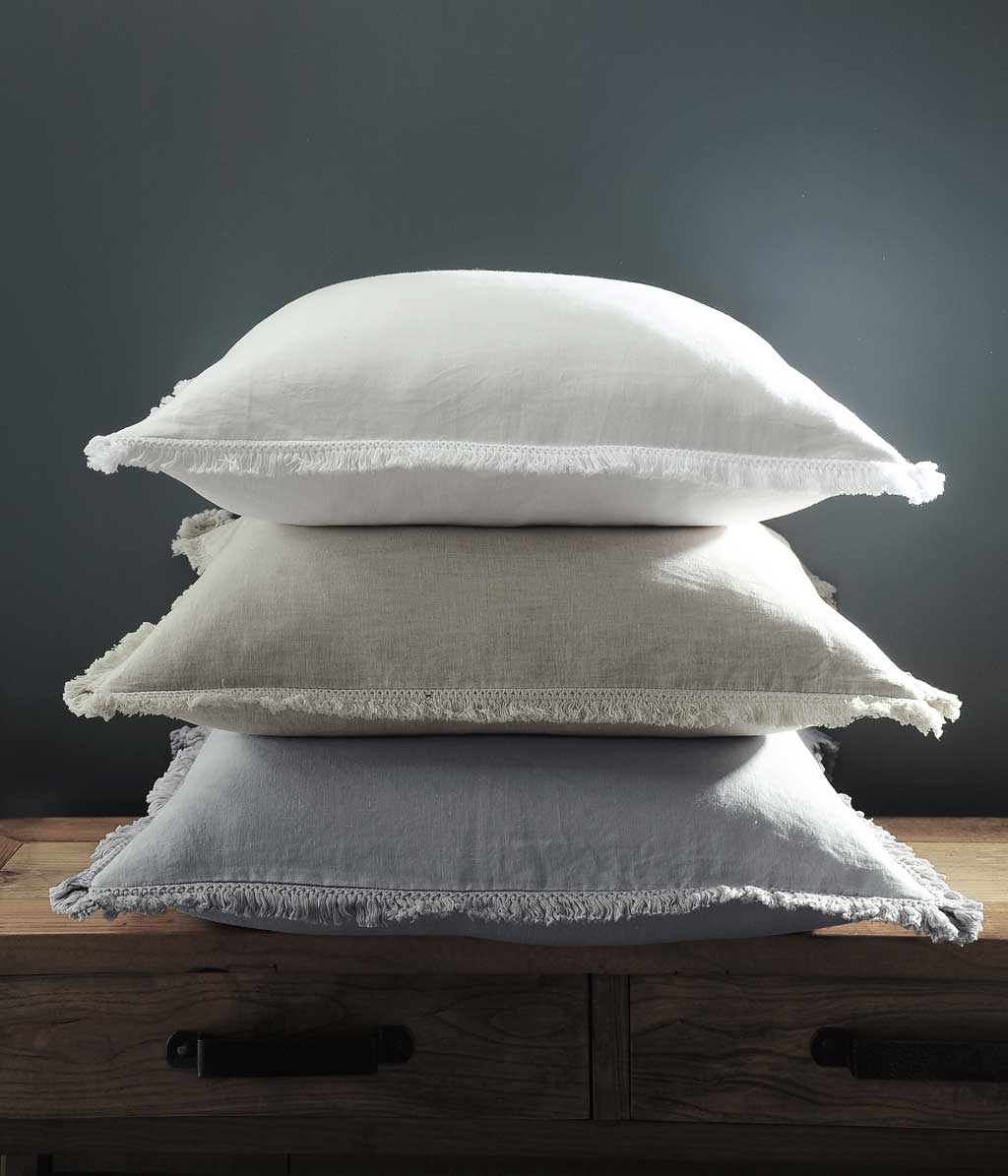 Laundered Linen Tassel Pillowcover Set Natural