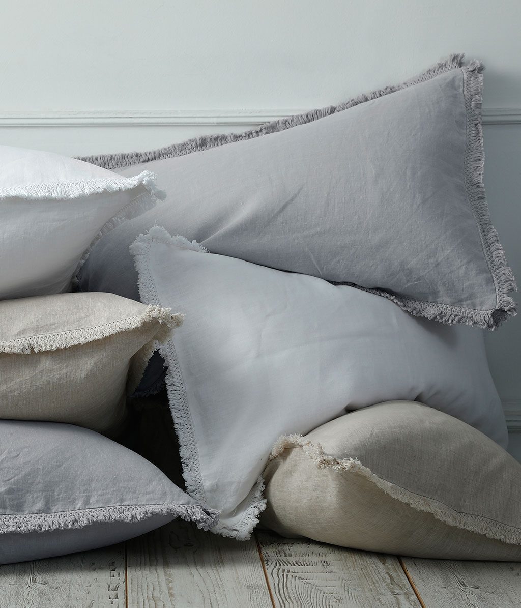 Laundered Linen Tassel Pillowcover Set - Pewter