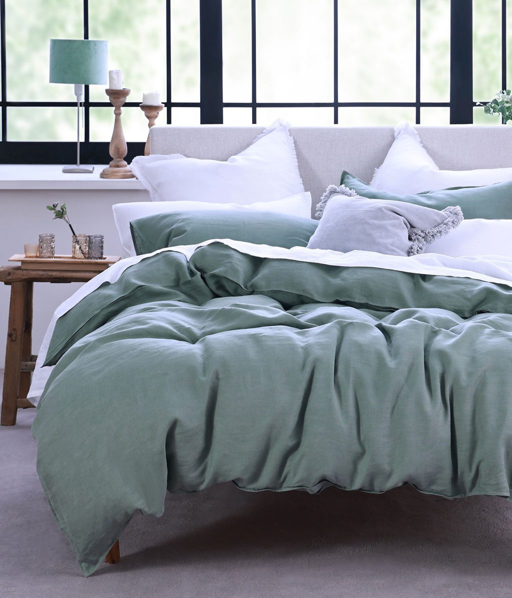 Laundered Linen Duvet Set Seagrass